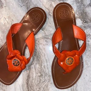 Orange Breely Patent Leather Flower Sandal